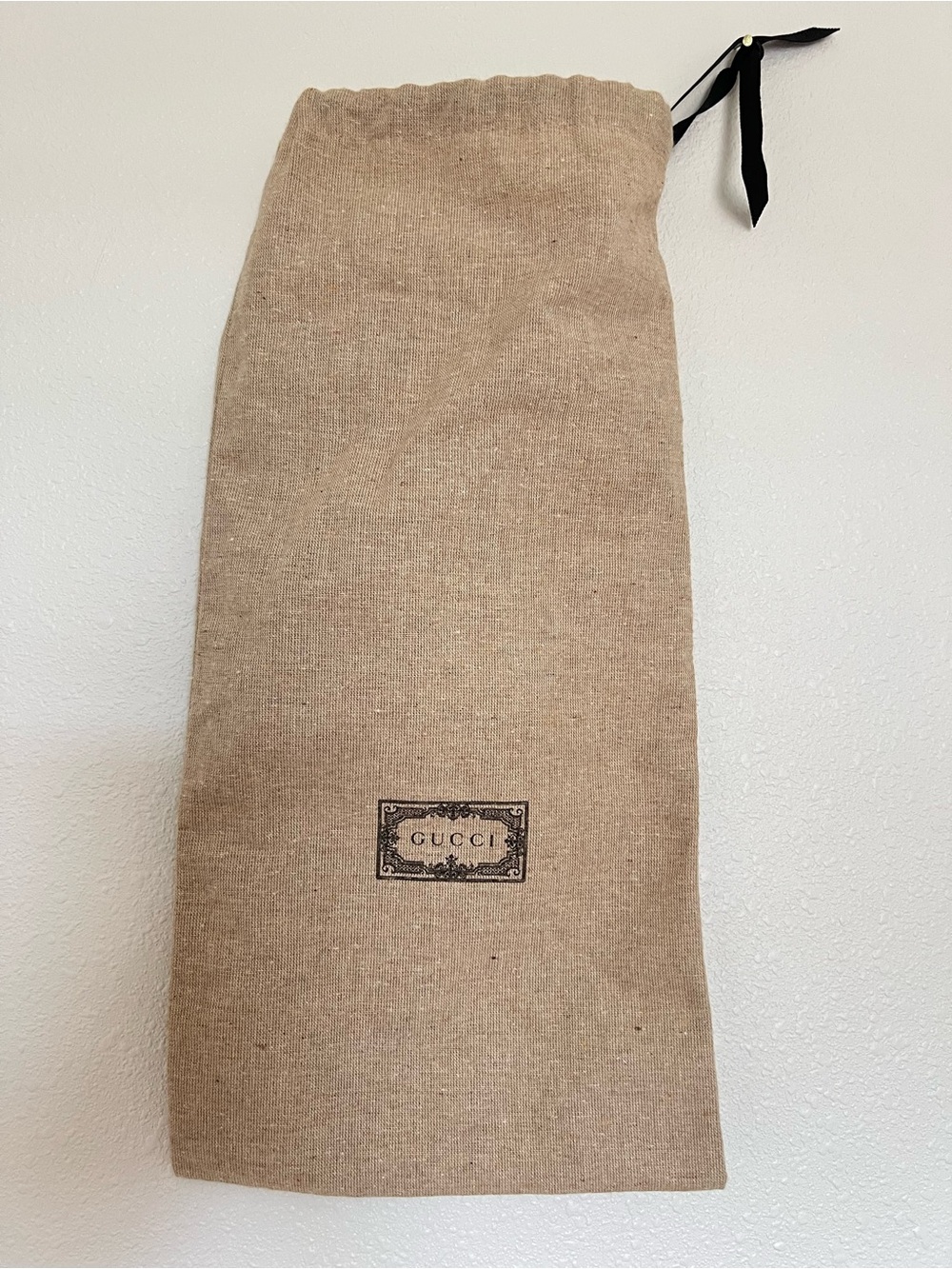 Gucci Shoe Dust Bags 1 Pair Drawstring Cotton Storage Travel Bags Beige 17x8